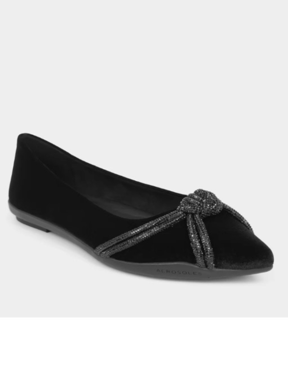 Aerosoles NWOT Women's Black Pointed Toe Damir Rhinestone Comfort Ballet Flat 8W